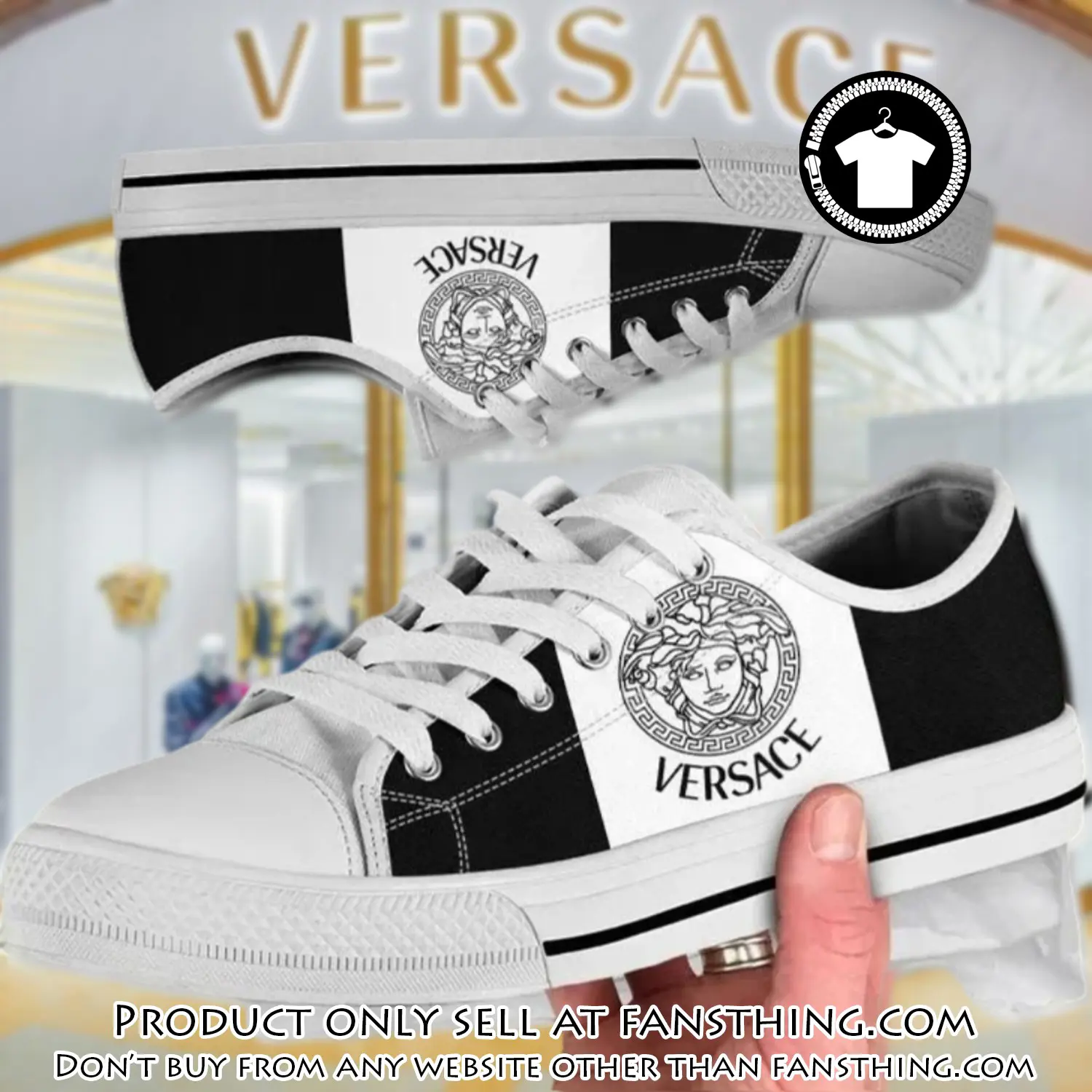 Versace medusa golden white low top canvas shoes luxury brand gifts for men women fst5548112